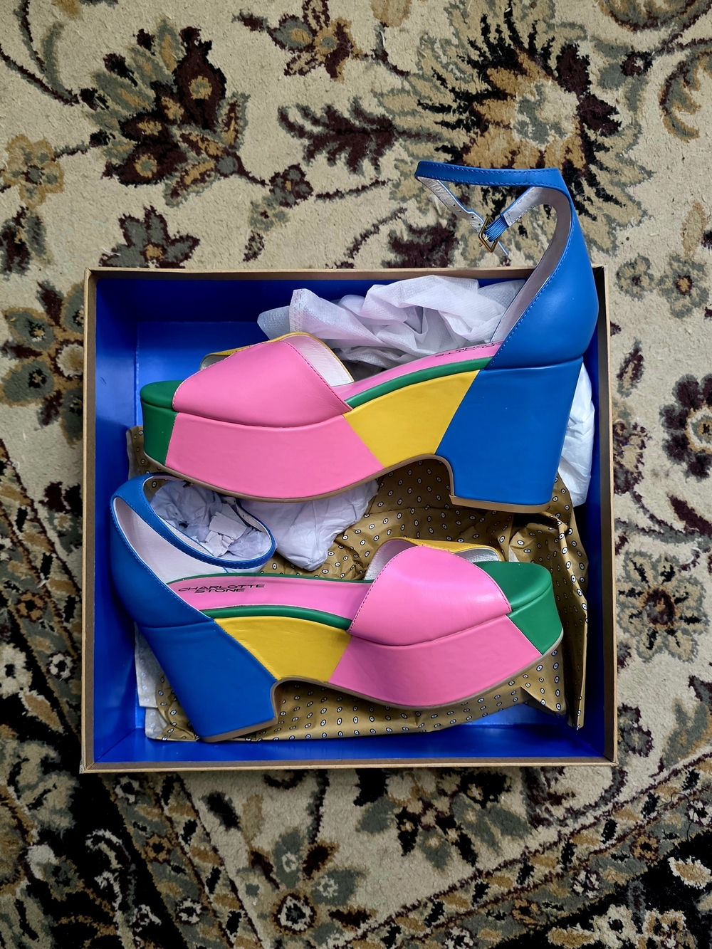 Charlotte Stone Bailey Multicolor Platform Sandals - Pink/Blue/Yellow/Green - Picture 7 of 9